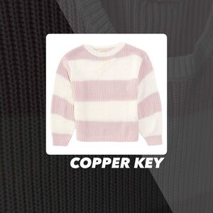 EUC Copper Key Pink Shaker Striped Sweater